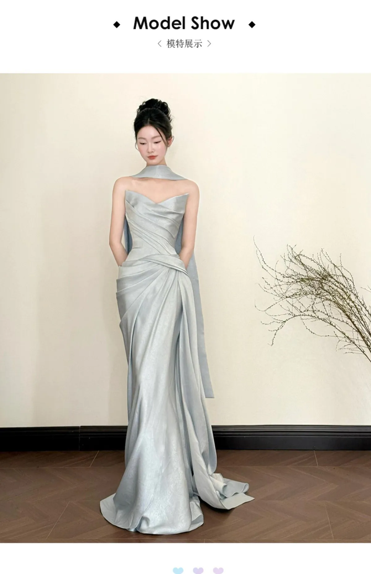 Elegant French-Style Bridal Morning Robe for Women, Luxury Wedding Veil & Engagement Toast Dress, Birthday Strapless Gown showcase 9