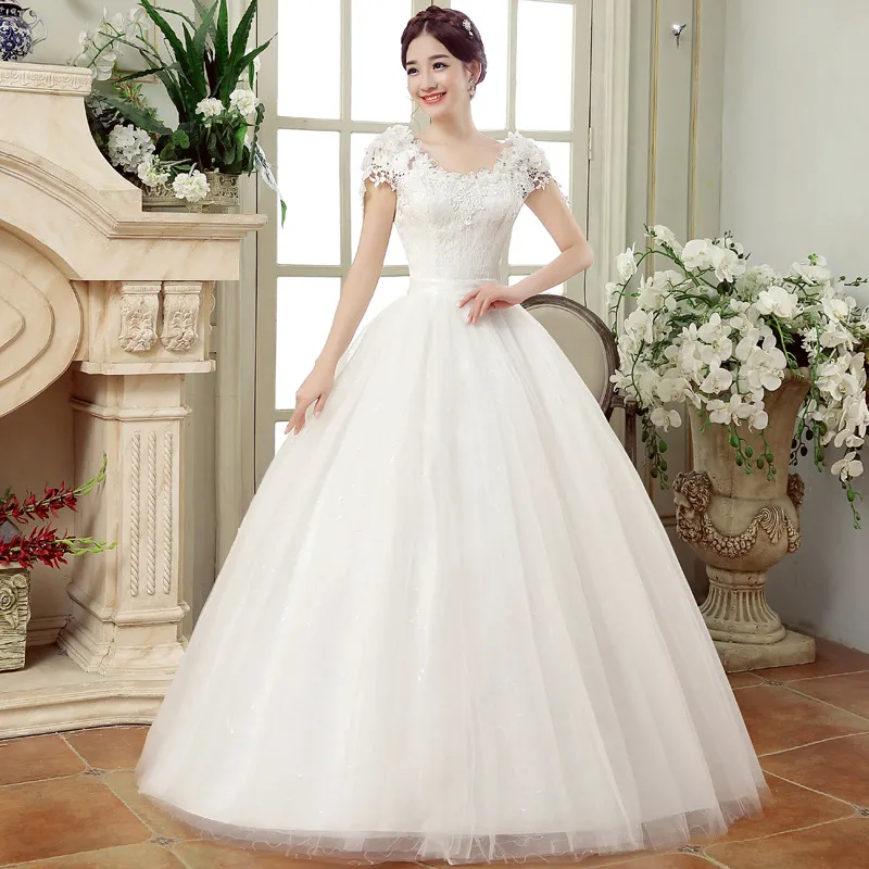 Elegant Plus Size Wedding Dress for Women, Slim Fit Floor-Length Lace Floral Off-Shoulder Design for Spring 2026 Bridal Collection thumbnail 1