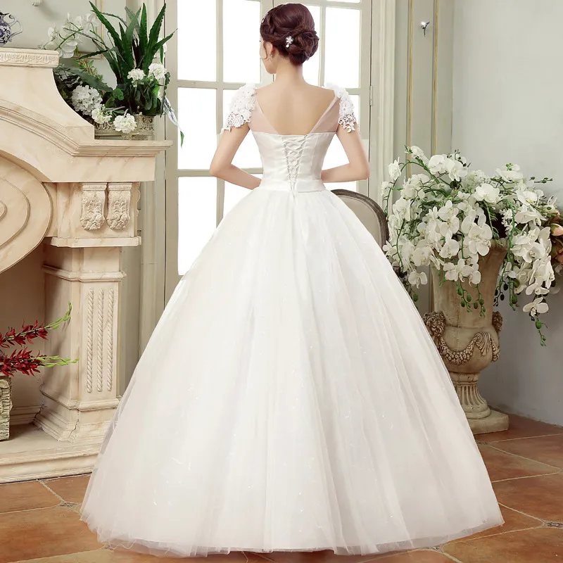 Elegant Plus Size Wedding Dress for Women, Slim Fit Floor-Length Lace Floral Off-Shoulder Design for Spring 2026 Bridal Collection thumbnail 3