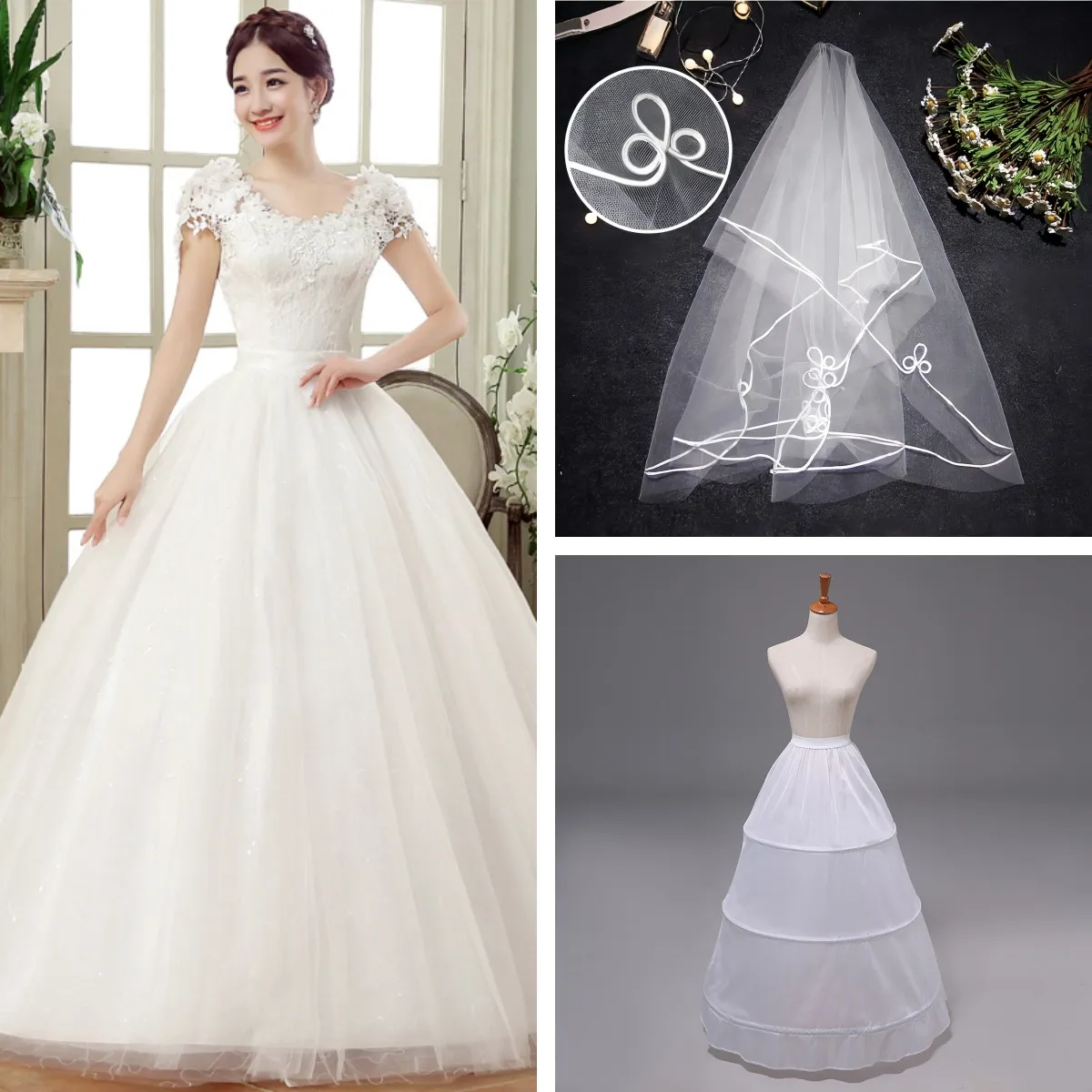 Elegant Plus Size Wedding Dress for Women, Slim Fit Floor-Length Lace Floral Off-Shoulder Design for Spring 2026 Bridal Collection thumbnail 7