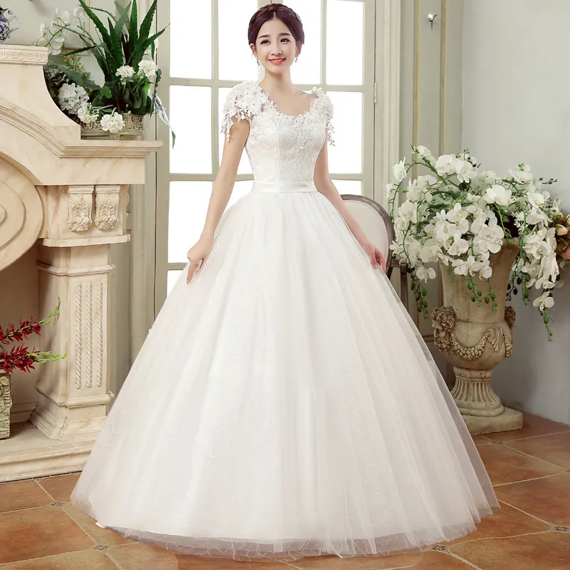 Elegant Plus Size Wedding Dress for Women, Slim Fit Floor-Length Lace Floral Off-Shoulder Design for Spring 2026 Bridal Collection thumbnail 4