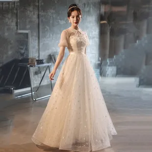Elegant White Long Evening Gown Wedding Dress for Women, Super Fairy-Like Socialite Style for Banquets, Engagements, and Parties showcase 9