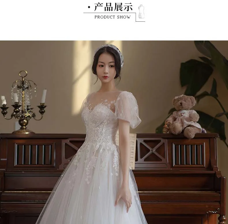 Elegant White Long Evening Gown Wedding Dress for Women, Super Fairy-Like Socialite Style for Banquets, Engagements, and Parties showcase 17