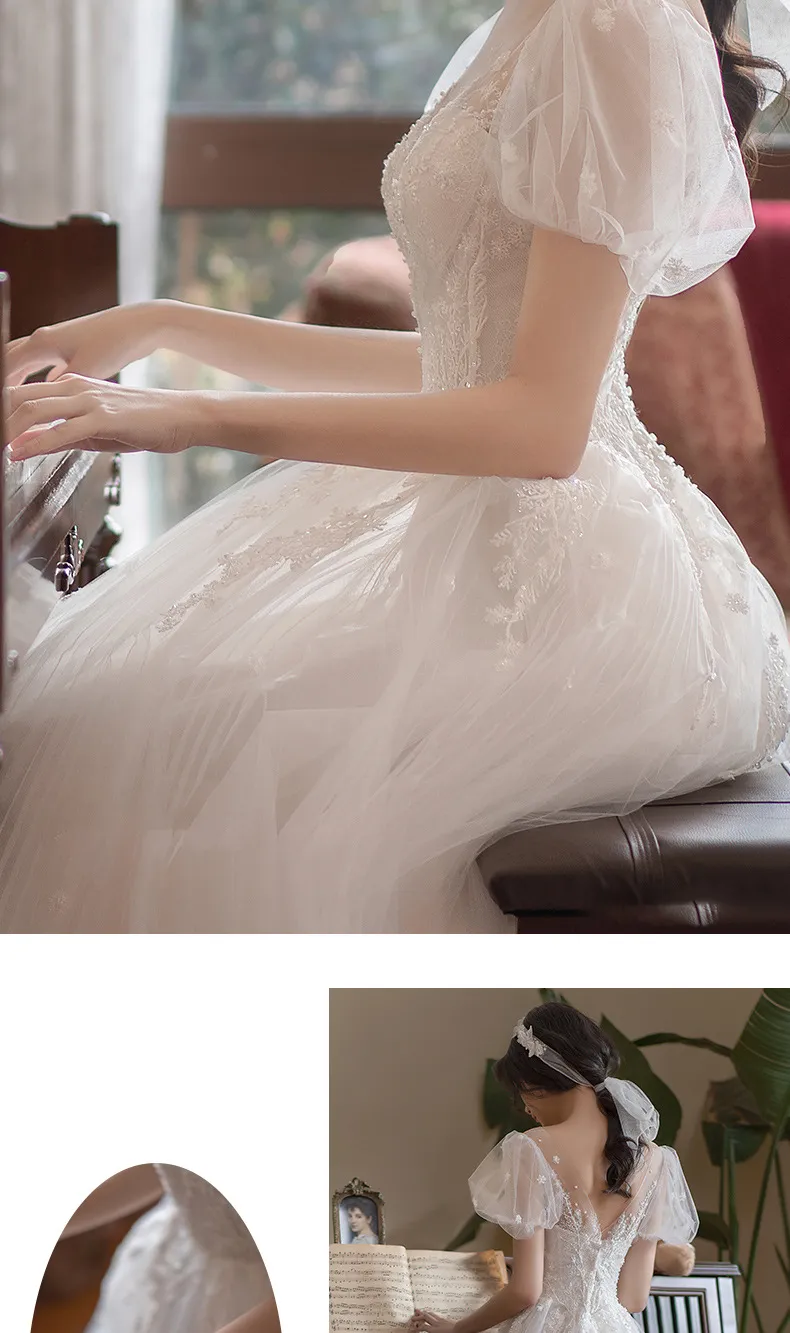 Elegant White Long Evening Gown Wedding Dress for Women, Super Fairy-Like Socialite Style for Banquets, Engagements, and Parties showcase 20
