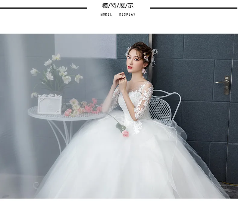 Elegant 2026 Slimming Puffy Skirt Floor-Length Wedding Dress Korean Princess Starry Sky Hepburn Style Outdoor Bridal Gown showcase 5