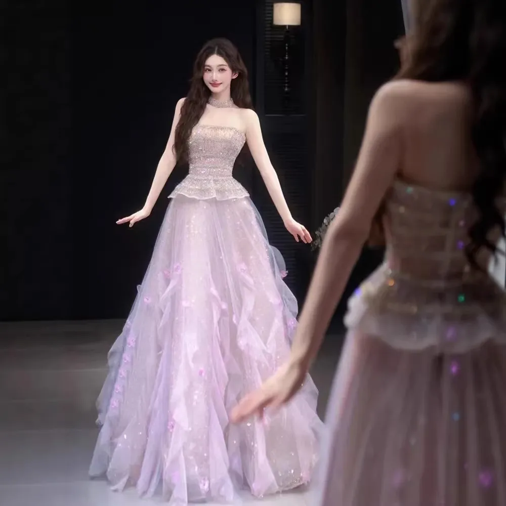Elegant Pink Evening Gown Dress for Women 2026 Collection - Chic, Sophisticated Design for Engagements, Anniversaries, and Hosting Events thumbnail 1
