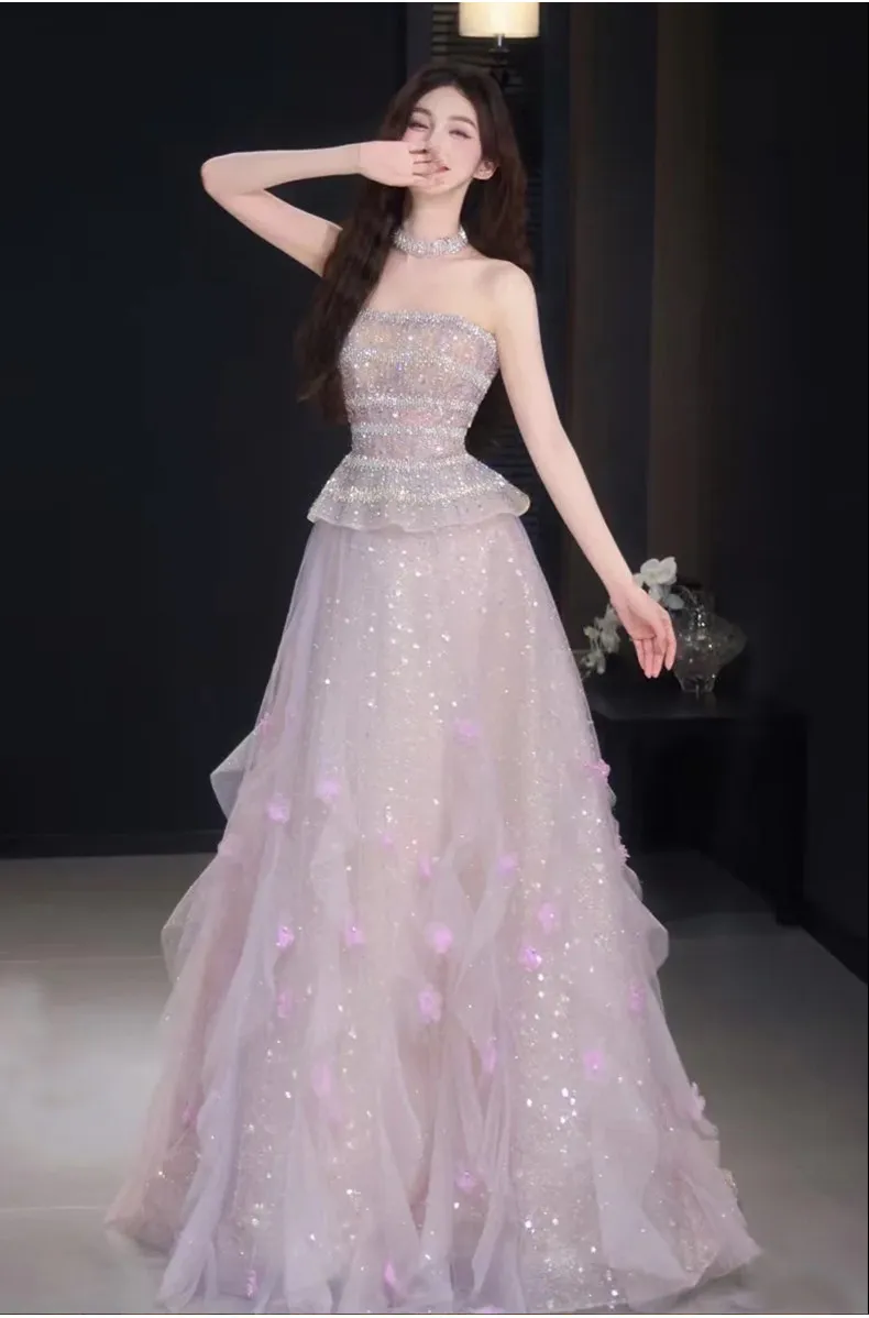 Elegant Pink Evening Gown Dress for Women 2026 Collection - Chic, Sophisticated Design for Engagements, Anniversaries, and Hosting Events showcase 3