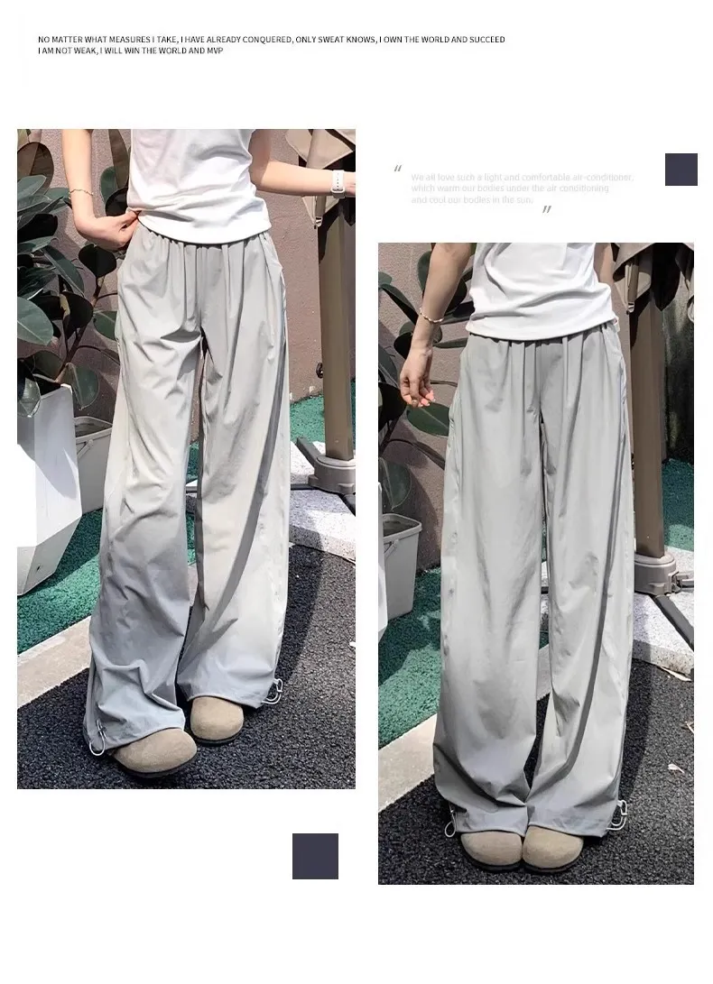American Style Quick-Drying Sports Cover Pants for Women & Men - High Waist Slimming Casual Wide-Leg Trousers for Summer 2025 showcase 11
