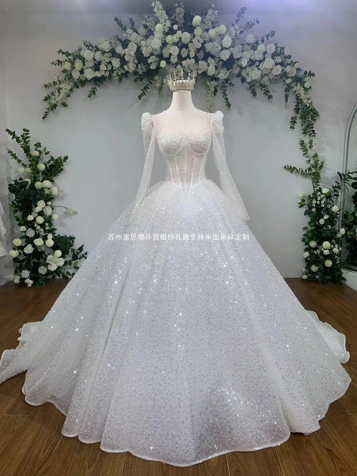Luxury Heavy Beaded Tutu Wedding Dress for Bride - French Style Tail Bridal Gown - Elegant Formal Evening Wear showcase 2