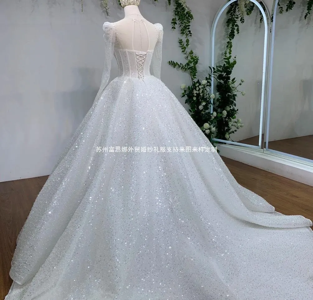 Luxury Heavy Beaded Tutu Wedding Dress for Bride - French Style Tail Bridal Gown - Elegant Formal Evening Wear showcase 3