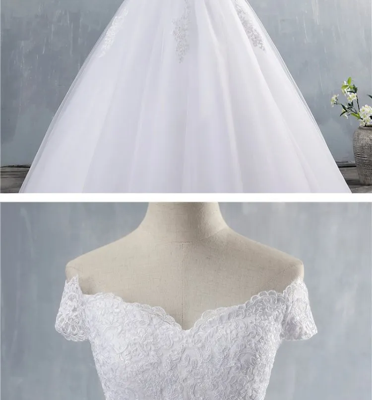 Elegant White Bridal Wedding Dress with Train, Slim Fit, Unique Design for Brides - Perfect for Special Occasions showcase 11