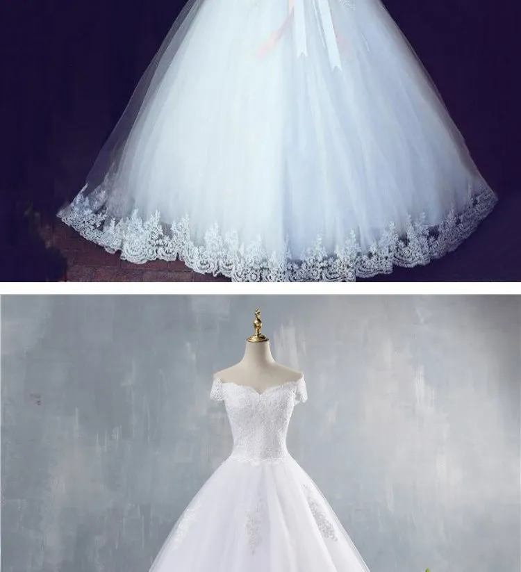 Elegant White Bridal Wedding Dress with Train, Slim Fit, Unique Design for Brides - Perfect for Special Occasions showcase 5