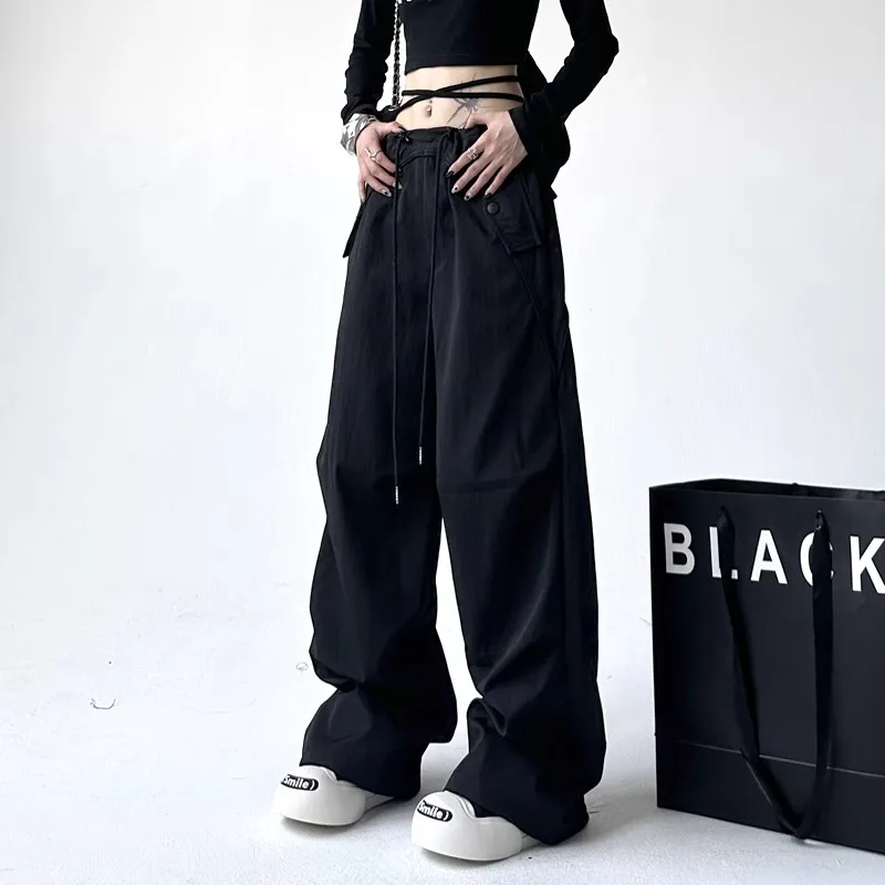 Women's Wide Leg Overalls Summer American Style Loose Fit Yuppie Floor-Length Sports Long Pants for Autumn & Summer thumbnail 7