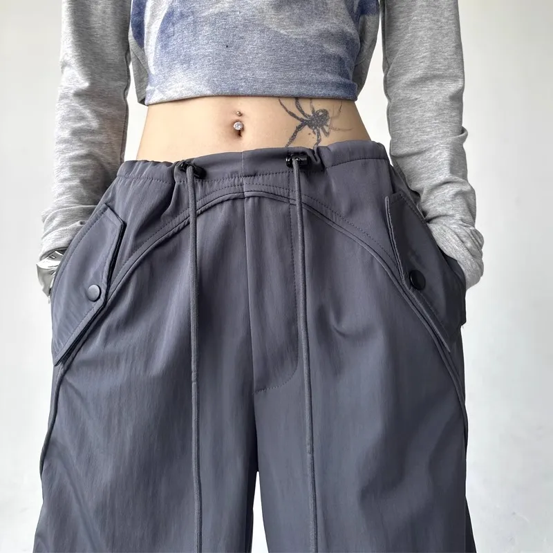 Women's Wide Leg Overalls Summer American Style Loose Fit Yuppie Floor-Length Sports Long Pants for Autumn & Summer thumbnail 4
