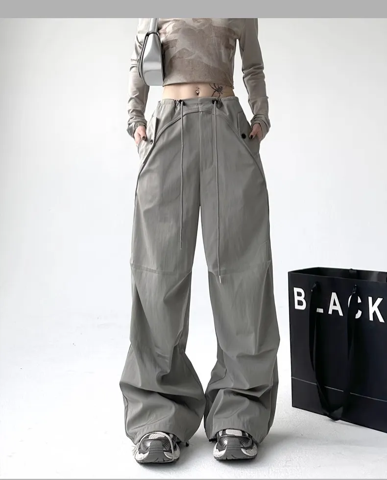 Women's Wide Leg Overalls Summer American Style Loose Fit Yuppie Floor-Length Sports Long Pants for Autumn & Summer showcase 8
