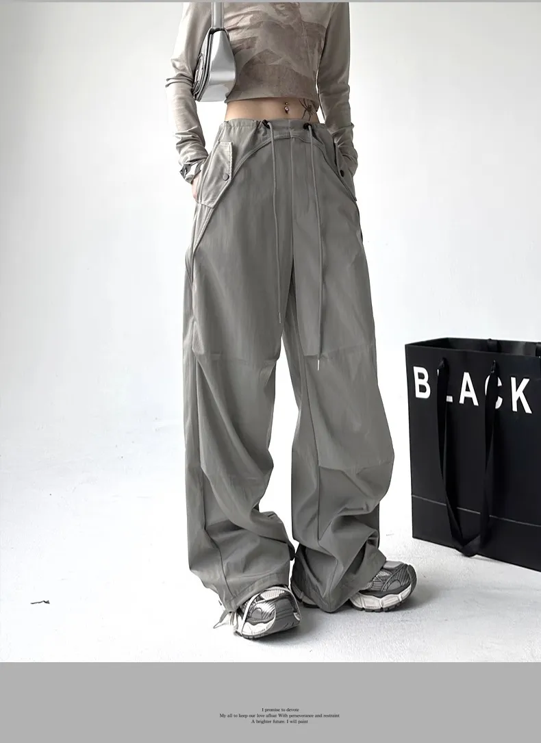 Women's Wide Leg Overalls Summer American Style Loose Fit Yuppie Floor-Length Sports Long Pants for Autumn & Summer showcase 10