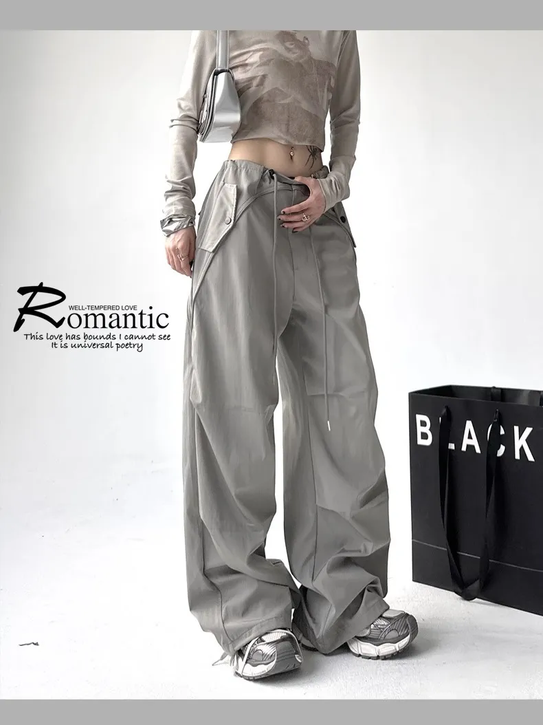 Women's Wide Leg Overalls Summer American Style Loose Fit Yuppie Floor-Length Sports Long Pants for Autumn & Summer showcase 6