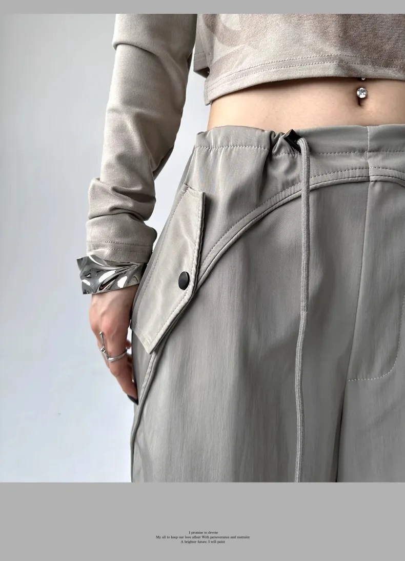 Women's Wide Leg Overalls Summer American Style Loose Fit Yuppie Floor-Length Sports Long Pants for Autumn & Summer showcase 11