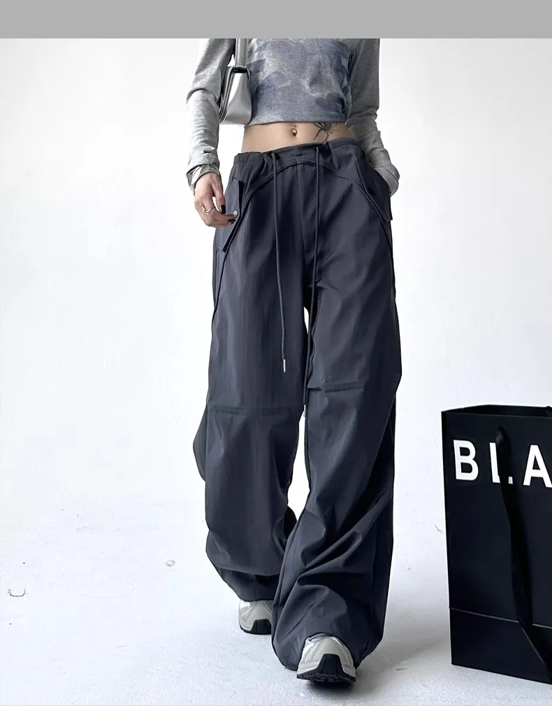 Women's Wide Leg Overalls Summer American Style Loose Fit Yuppie Floor-Length Sports Long Pants for Autumn & Summer showcase 14