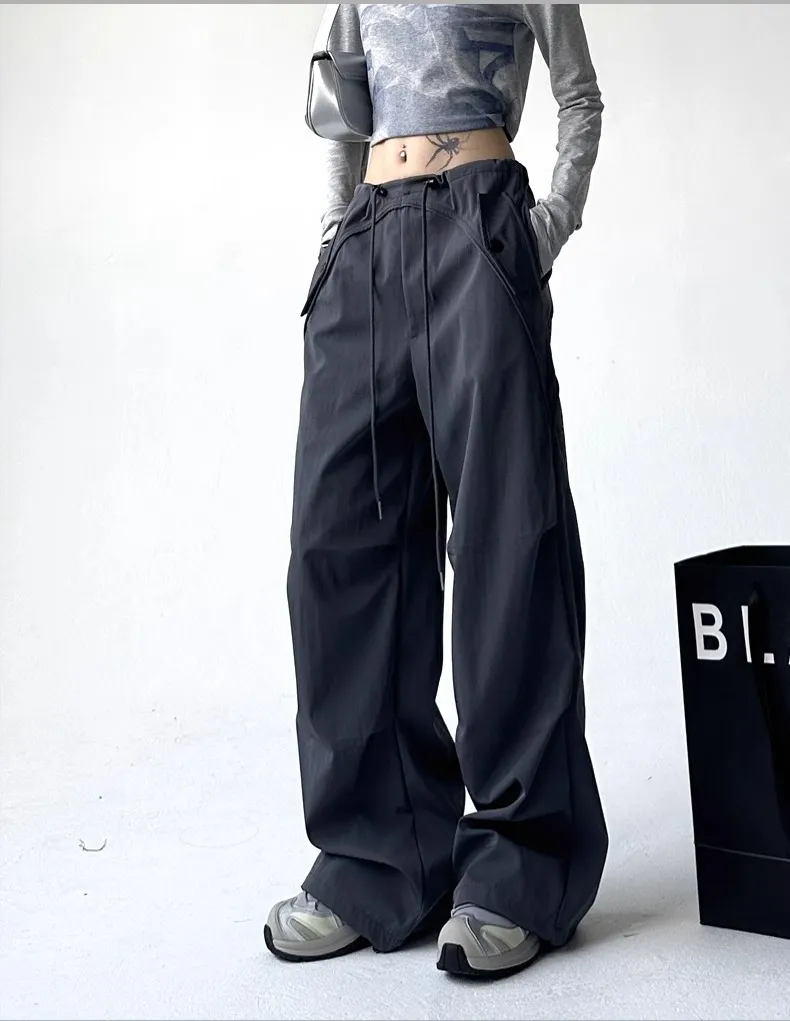 Women's Wide Leg Overalls Summer American Style Loose Fit Yuppie Floor-Length Sports Long Pants for Autumn & Summer showcase 15