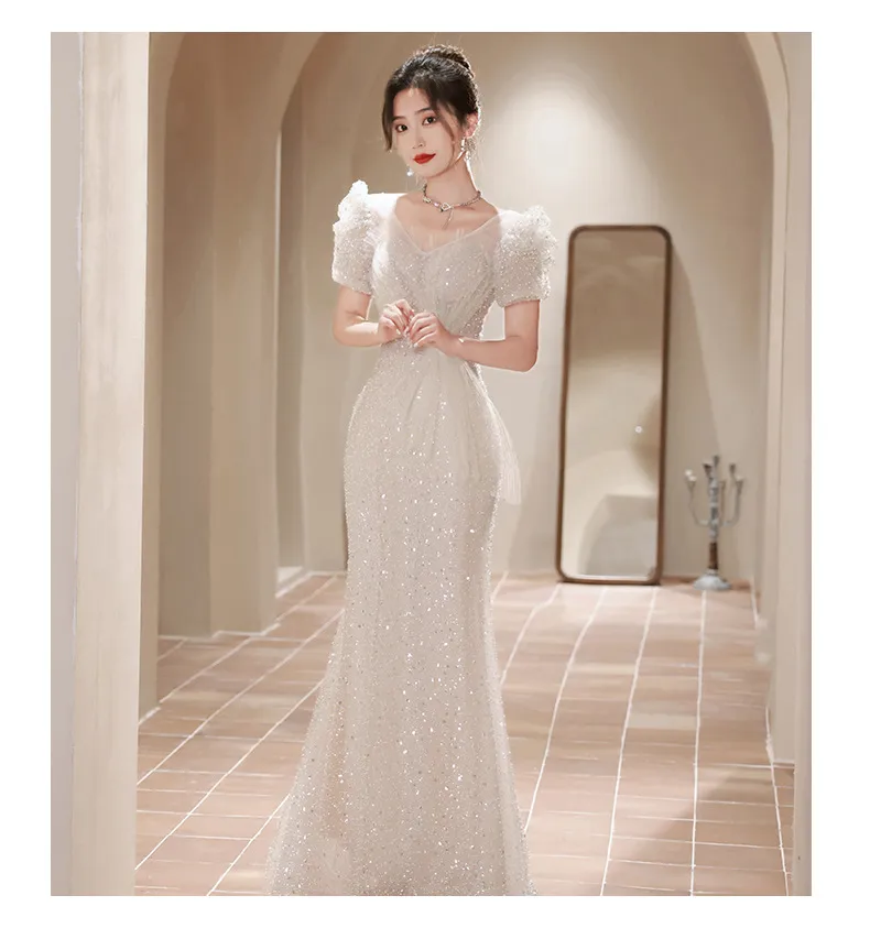 Elegant Fishtail Evening Dress for Women - Luxurious Feminine Style, Niche Wedding Guest, Hostess, Toast, Graduation Formal Gown showcase 5