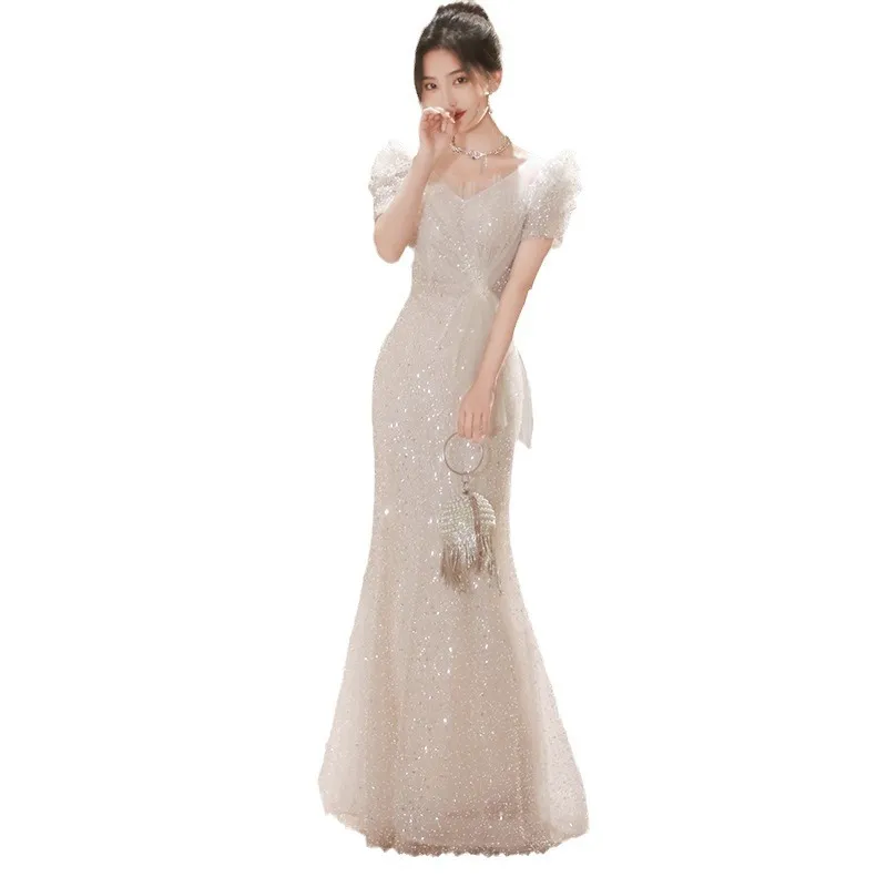 Elegant Fishtail Evening Dress for Women - Luxurious Feminine Style, Niche Wedding Guest, Hostess, Toast, Graduation Formal Gown thumbnail 5