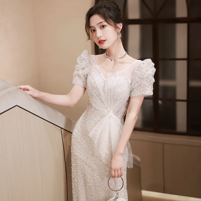 Elegant Fishtail Evening Dress for Women - Luxurious Feminine Style, Niche Wedding Guest, Hostess, Toast, Graduation Formal Gown thumbnail 3