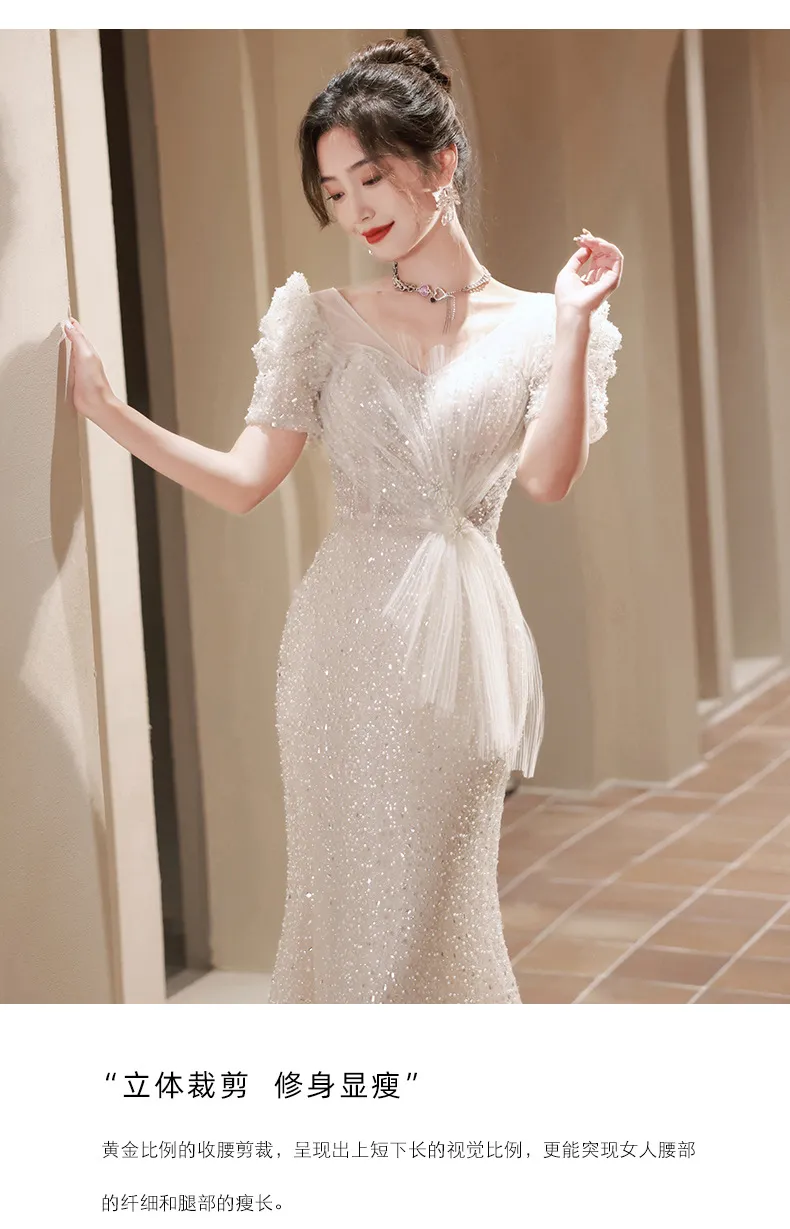Elegant Fishtail Evening Dress for Women - Luxurious Feminine Style, Niche Wedding Guest, Hostess, Toast, Graduation Formal Gown showcase 12