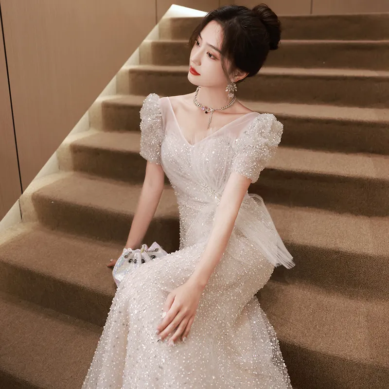 Elegant Fishtail Evening Dress for Women - Luxurious Feminine Style, Niche Wedding Guest, Hostess, Toast, Graduation Formal Gown thumbnail 6