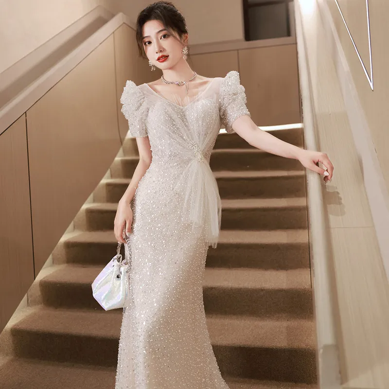 Elegant Fishtail Evening Dress for Women - Luxurious Feminine Style, Niche Wedding Guest, Hostess, Toast, Graduation Formal Gown thumbnail 4