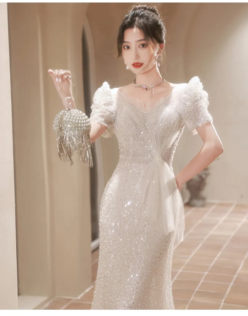Elegant Fishtail Evening Dress for Women - Luxurious Feminine Style, Niche Wedding Guest, Hostess, Toast, Graduation Formal Gown showcase 14