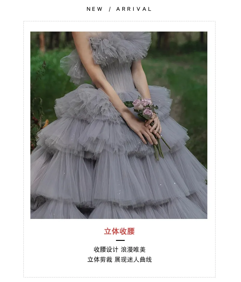 Elegant Women's Tulle Photography Wedding Dress, High-End Studio & Outdoor Photoshoot Gown, Internet Celebrity Forest Style, Trailing Cake Design for Memorable Occasions showcase 7