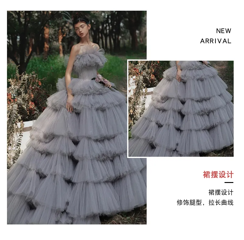 Elegant Women's Tulle Photography Wedding Dress, High-End Studio & Outdoor Photoshoot Gown, Internet Celebrity Forest Style, Trailing Cake Design for Memorable Occasions showcase 8