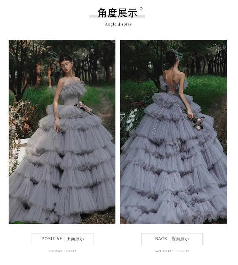 Elegant Women's Tulle Photography Wedding Dress, High-End Studio & Outdoor Photoshoot Gown, Internet Celebrity Forest Style, Trailing Cake Design for Memorable Occasions showcase 5