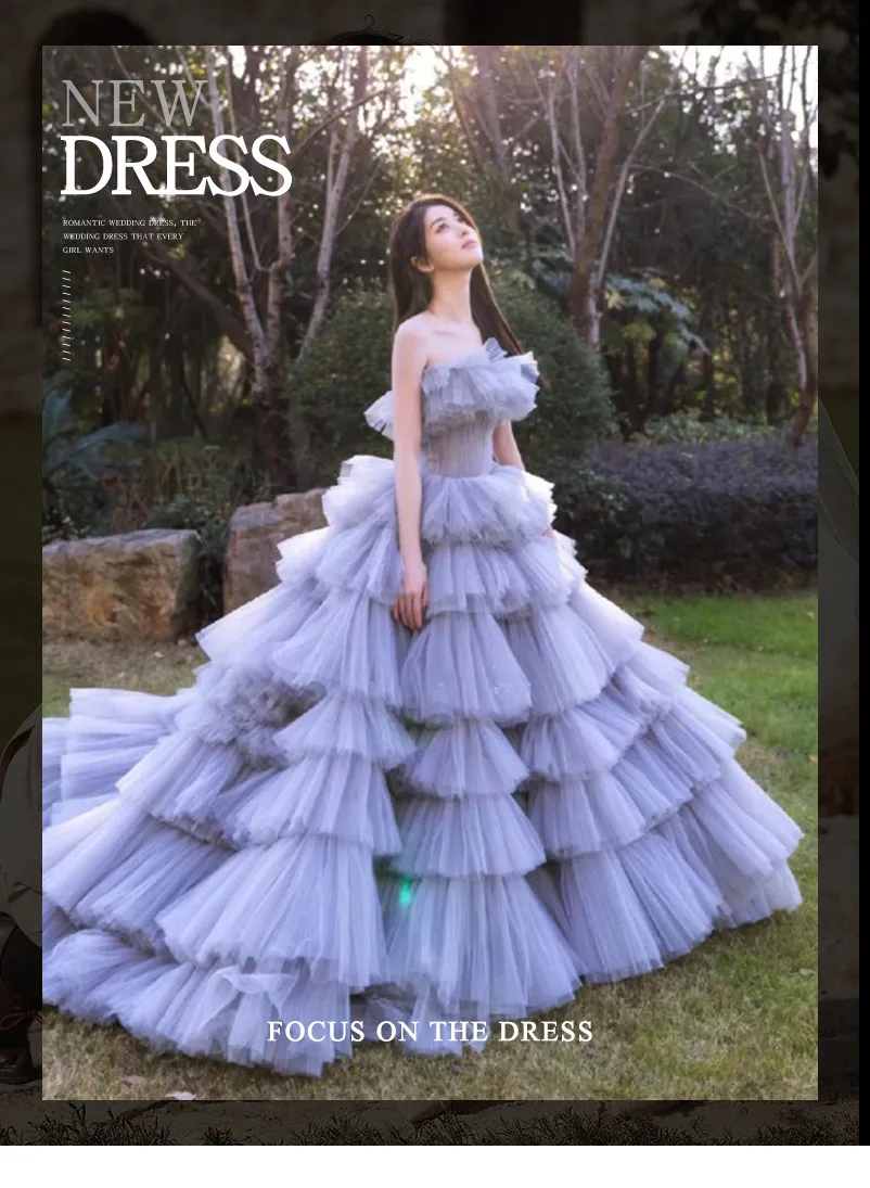 Elegant Women's Tulle Photography Wedding Dress, High-End Studio & Outdoor Photoshoot Gown, Internet Celebrity Forest Style, Trailing Cake Design for Memorable Occasions showcase 1