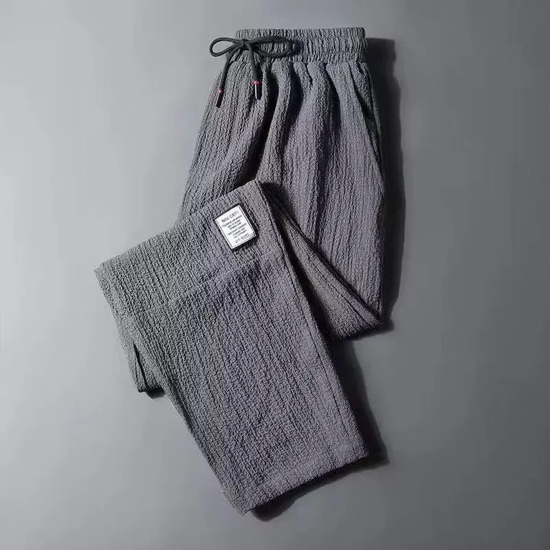 Men's Ice Silk Casual Pants 2025 Spring Summer Thin Loose Fit Work Trousers Dirty Resistant Breathable Lightweight Sports Pants for Work & Daily Wear thumbnail 4