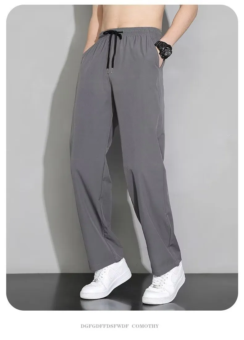 Men's Ice Silk Casual Pants 2025 Spring Summer Thin Loose Fit Work Trousers Dirty Resistant Breathable Lightweight Sports Pants for Work & Daily Wear showcase 10