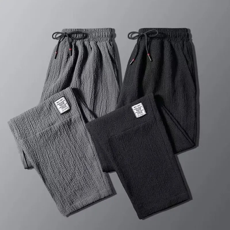 Men's Ice Silk Casual Pants 2025 Spring Summer Thin Loose Fit Work Trousers Dirty Resistant Breathable Lightweight Sports Pants for Work & Daily Wear thumbnail 1
