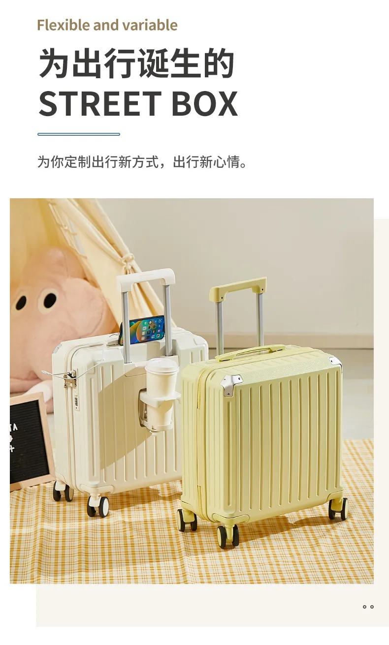18-20 Inch Ultra-Quiet Universal Wheel Luggage Boarding Box - Durable Student & Business Travel Suitcase with Pull Rod for Easy Mobility showcase 9