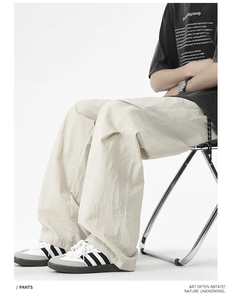 Men's American Style Paratrooper Casual Pants - Trendy Loose Fit Workwear Trousers for Spring/Summer 2026, Versatile Straight Leg Long Pants showcase 10