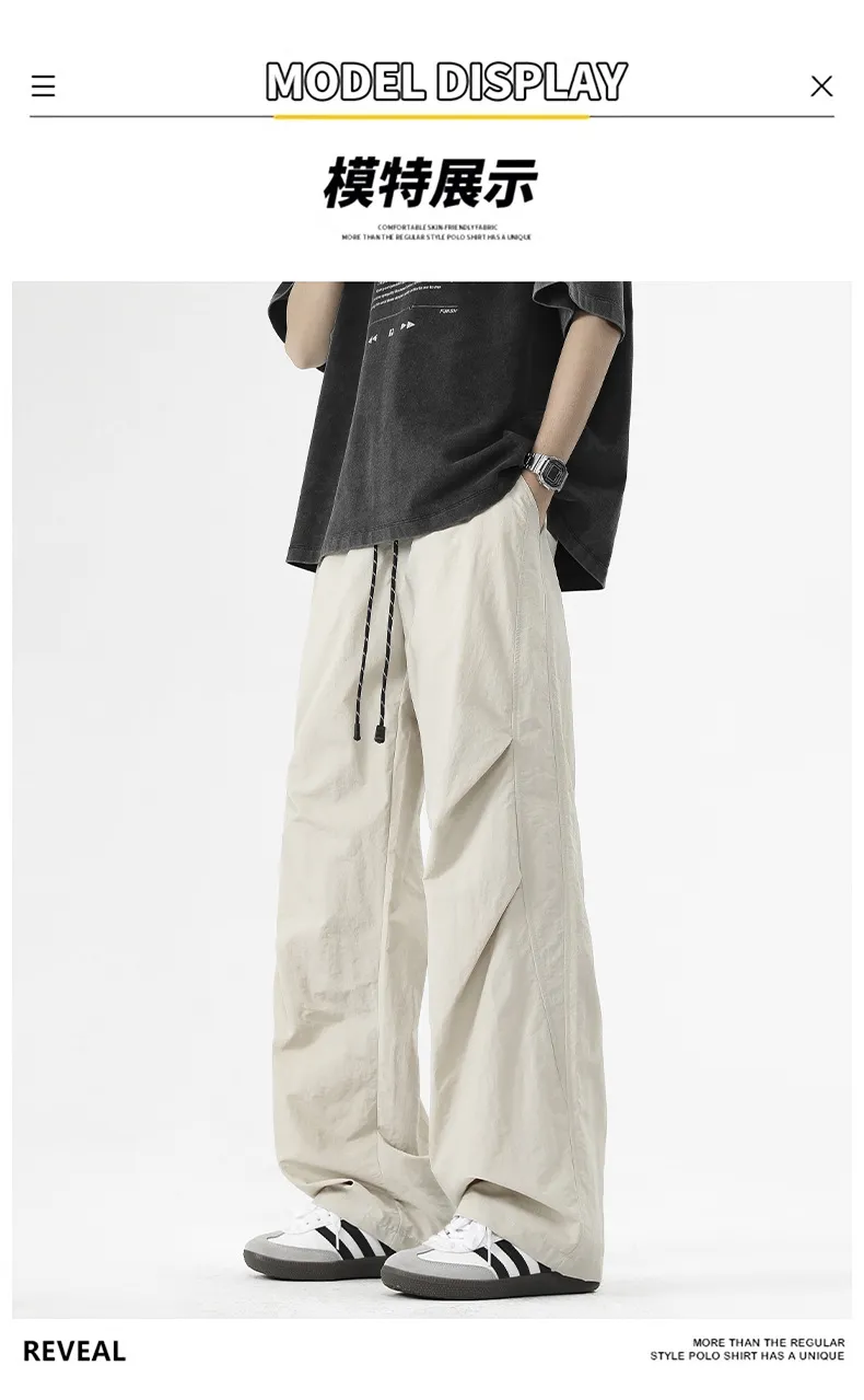 Men's American Style Paratrooper Casual Pants - Trendy Loose Fit Workwear Trousers for Spring/Summer 2026, Versatile Straight Leg Long Pants showcase 7