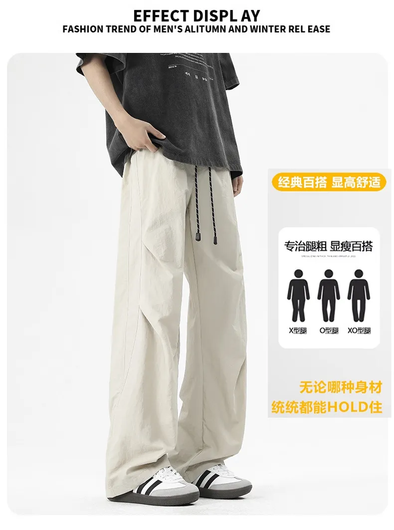 Men's American Style Paratrooper Casual Pants - Trendy Loose Fit Workwear Trousers for Spring/Summer 2026, Versatile Straight Leg Long Pants showcase 6