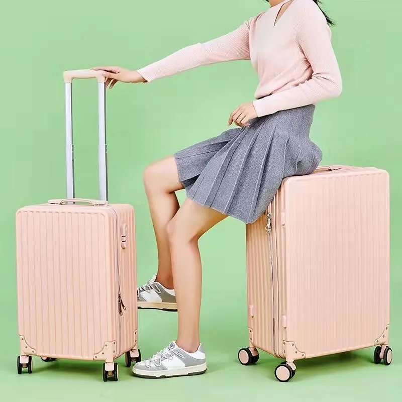 Women's Trendy Open-Top Suitcase 2025, Lightweight Carry-On Trolley with Soft-Sound Spinner Wheels, Stylish Instagram Fashion Travel Luggage showcase 4