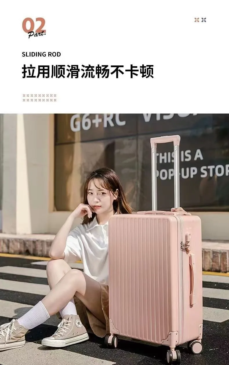 Women's Trendy Open-Top Suitcase 2025, Lightweight Carry-On Trolley with Soft-Sound Spinner Wheels, Stylish Instagram Fashion Travel Luggage showcase 10