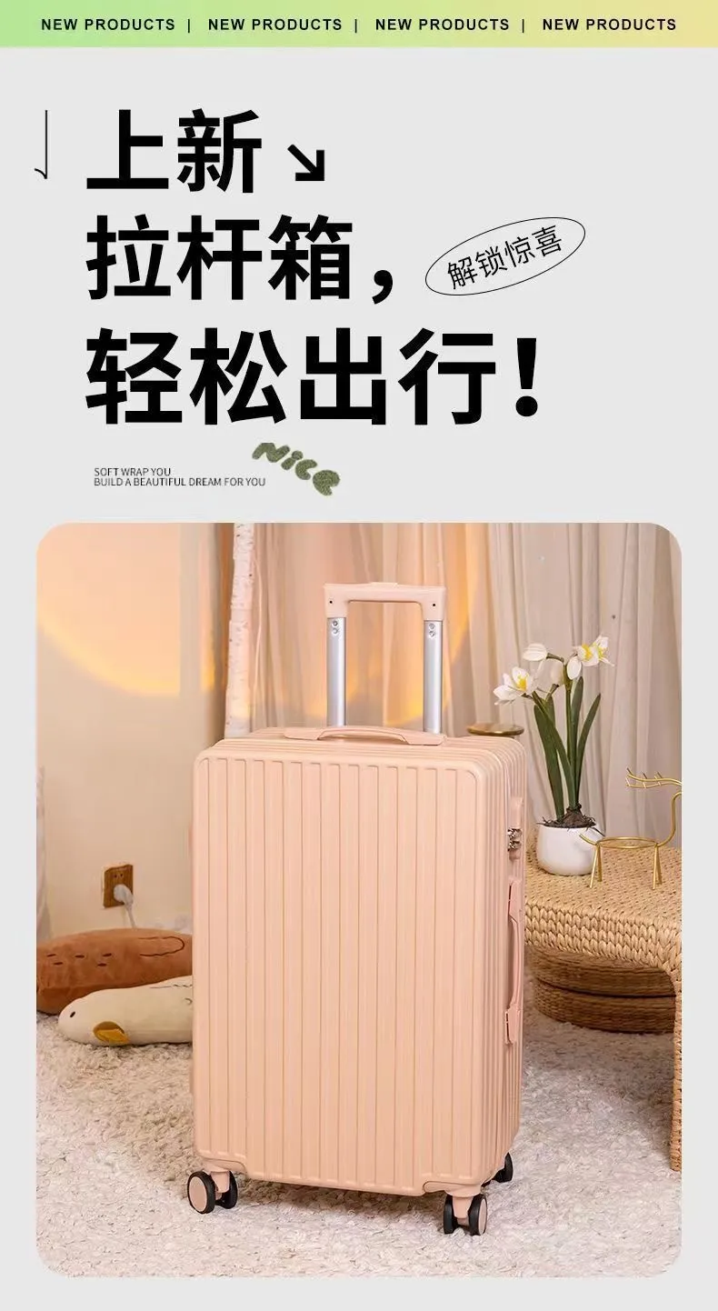 Women's Trendy Open-Top Suitcase 2025, Lightweight Carry-On Trolley with Soft-Sound Spinner Wheels, Stylish Instagram Fashion Travel Luggage showcase 6