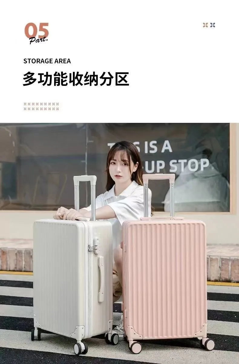 Women's Trendy Open-Top Suitcase 2025, Lightweight Carry-On Trolley with Soft-Sound Spinner Wheels, Stylish Instagram Fashion Travel Luggage showcase 1