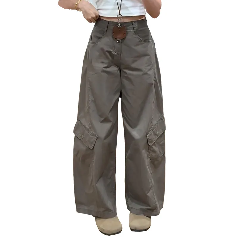 Women's Retro Wide-Leg Fleece-Lined Work Pants - High-Waisted, Petite Fit, Loose & Slimming Design for Autumn/Winter - Image 5