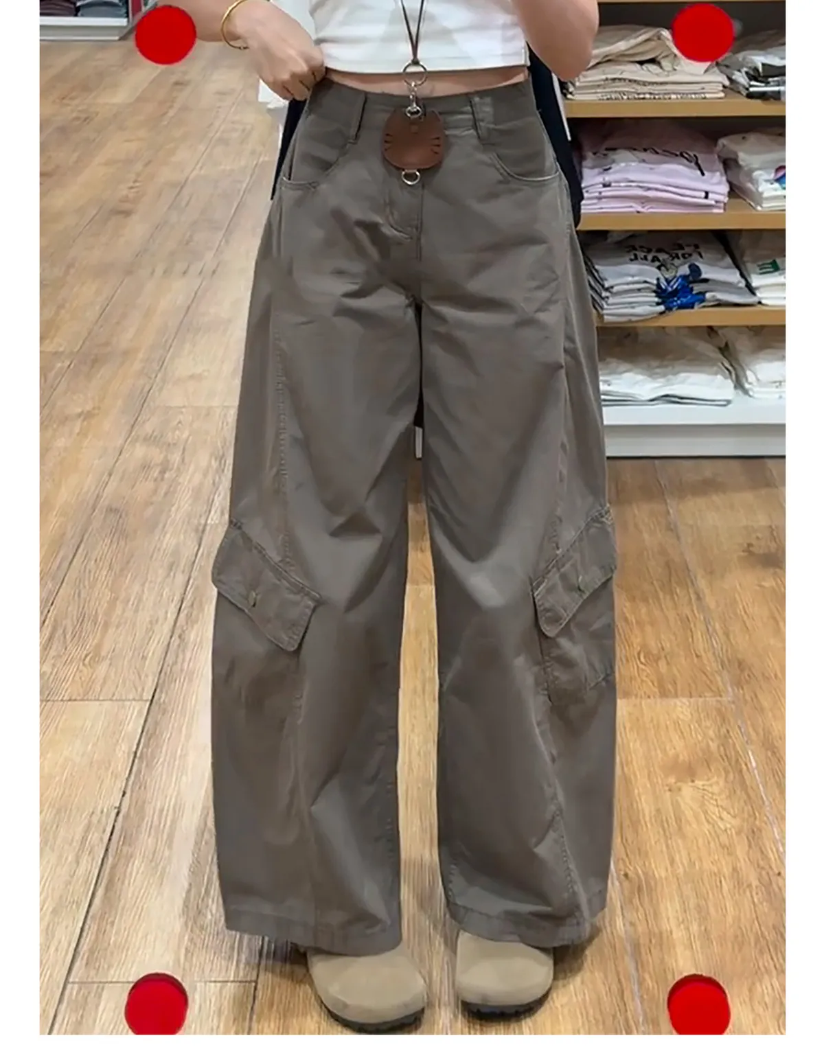 Women's Retro Wide-Leg Fleece-Lined Work Pants - High-Waisted, Petite Fit, Loose & Slimming Design for Autumn/Winter showcase 17