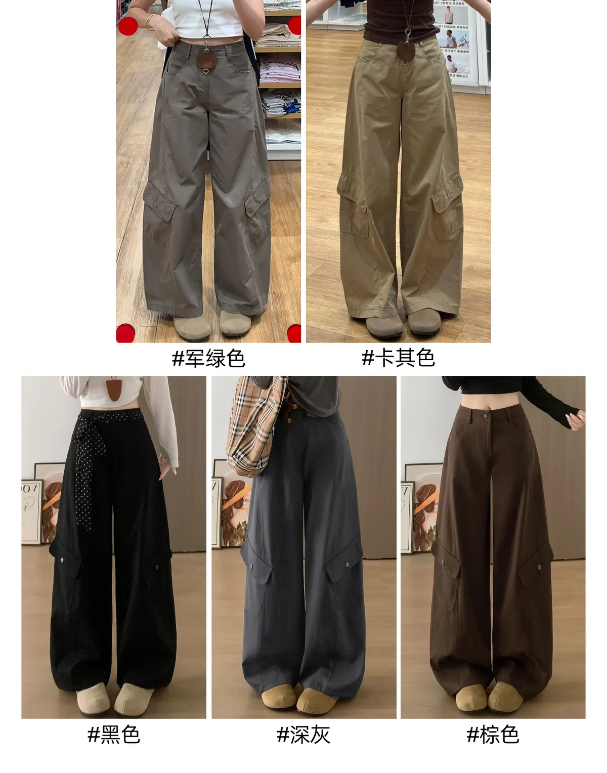 Women's Retro Wide-Leg Fleece-Lined Work Pants - High-Waisted, Petite Fit, Loose & Slimming Design for Autumn/Winter showcase 8