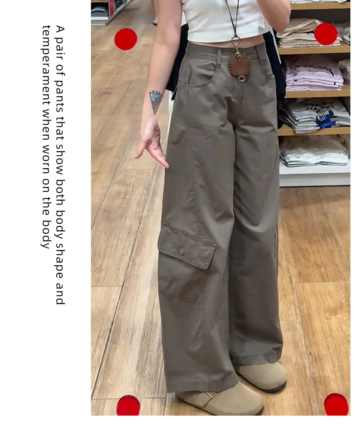Women's Retro Wide-Leg Fleece-Lined Work Pants - High-Waisted, Petite Fit, Loose & Slimming Design for Autumn/Winter showcase 18